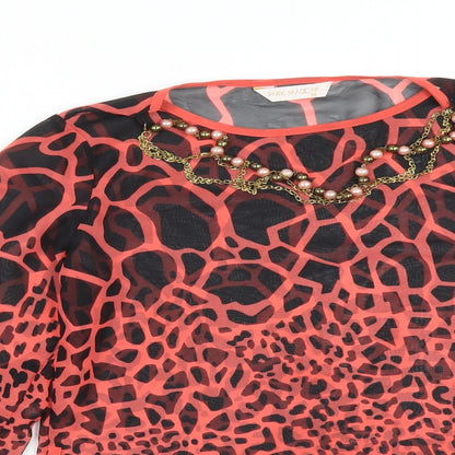 PARK MCCA Womens Multicoloured Animal Print  Basic Blouse Size 10 Round Neck