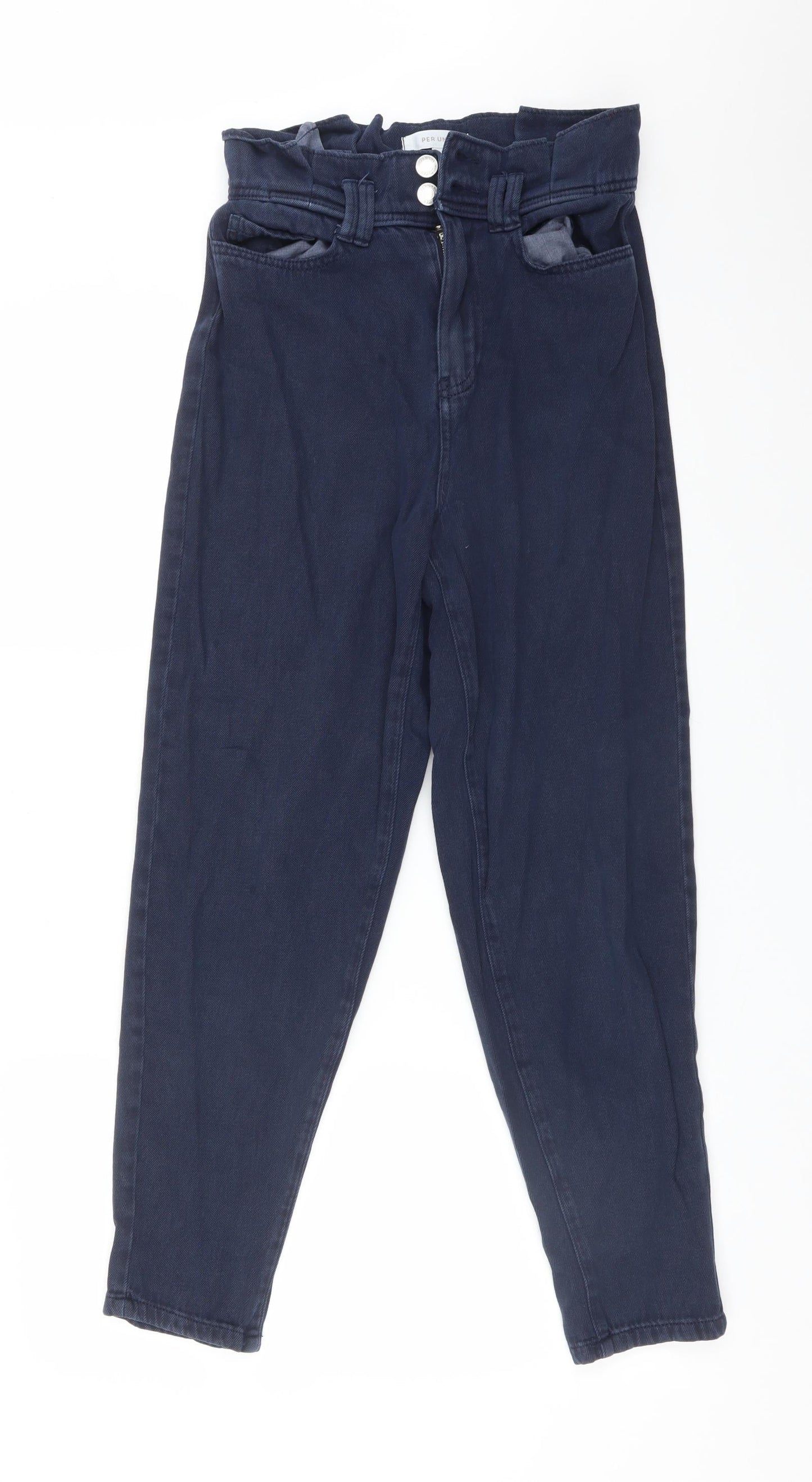 Per Una Womens Blue  Cotton Straight Jeans Size 6 L28 in Regular