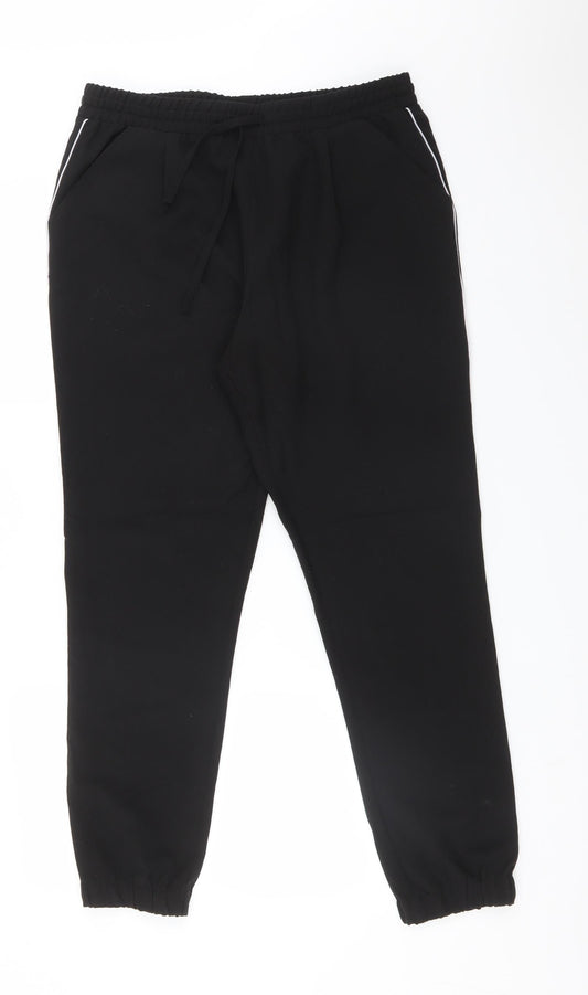INTUITION Womens Black  Polyester Jogger Trousers Size 12 L29 in Regular