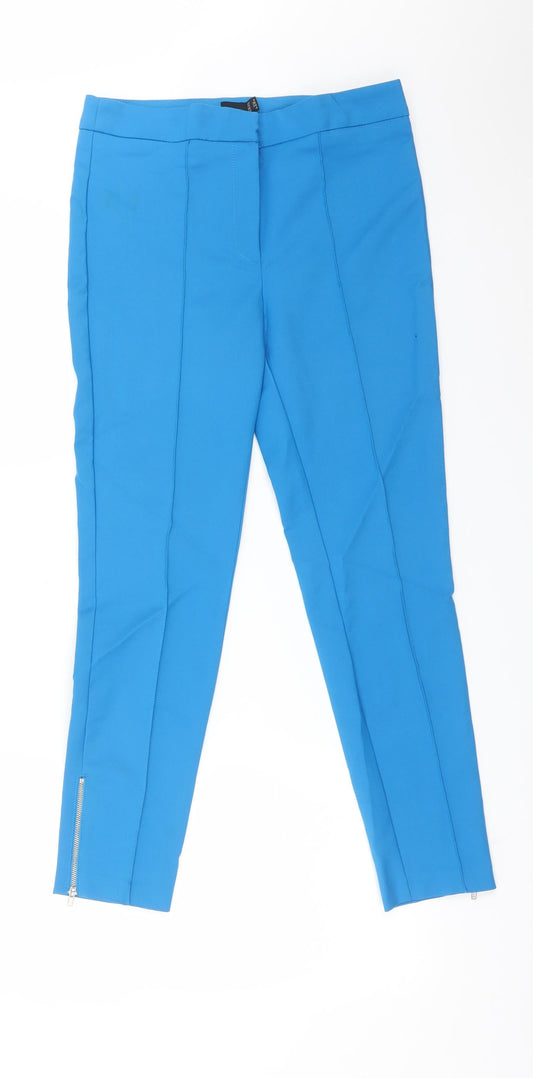 ASOS Womens Blue  Cotton Carrot Trousers Size 8 L26 in Regular
