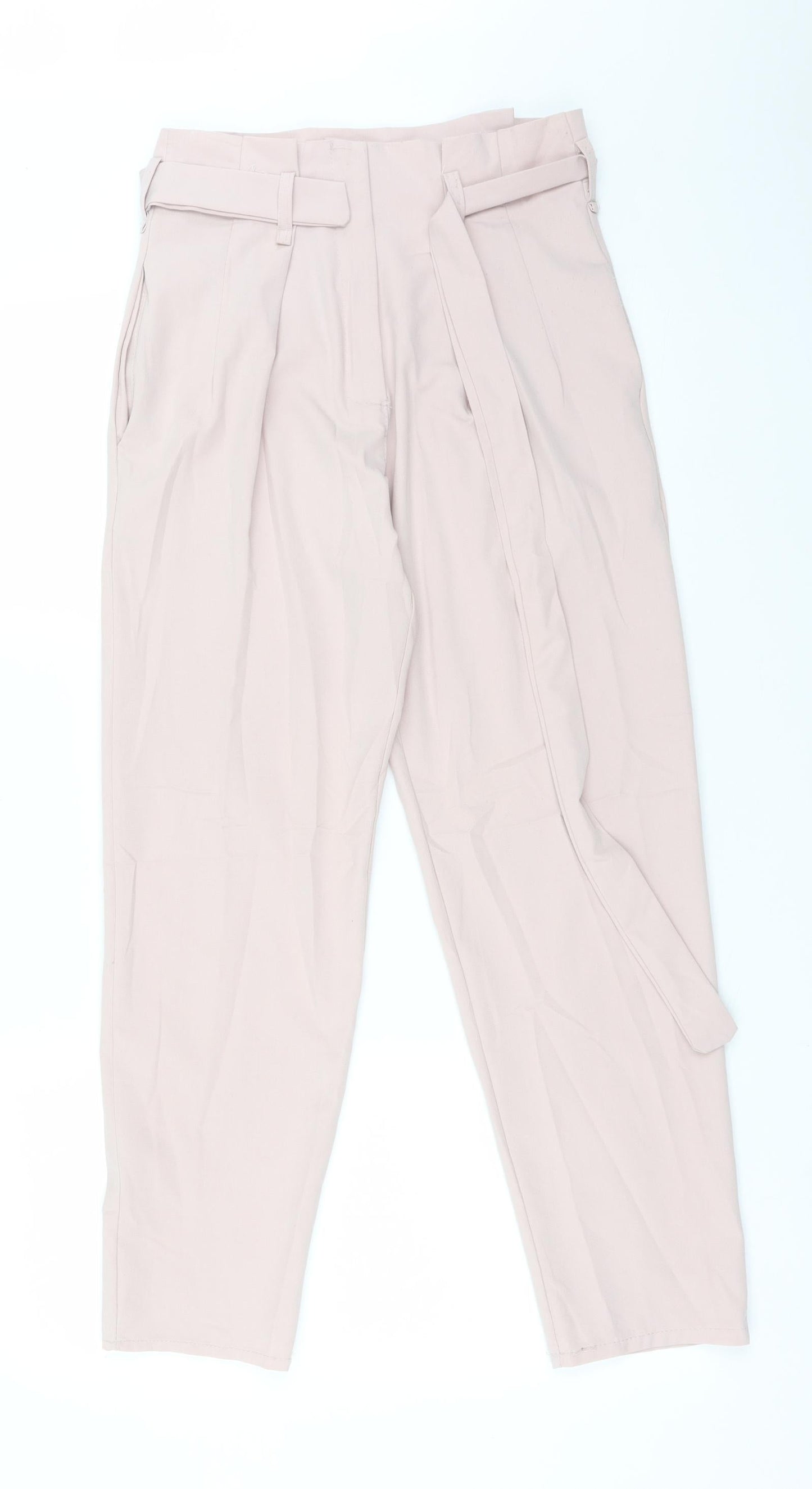 Boohoo Womens Pink  Polyester Carrot Trousers Size S L27 in Regular