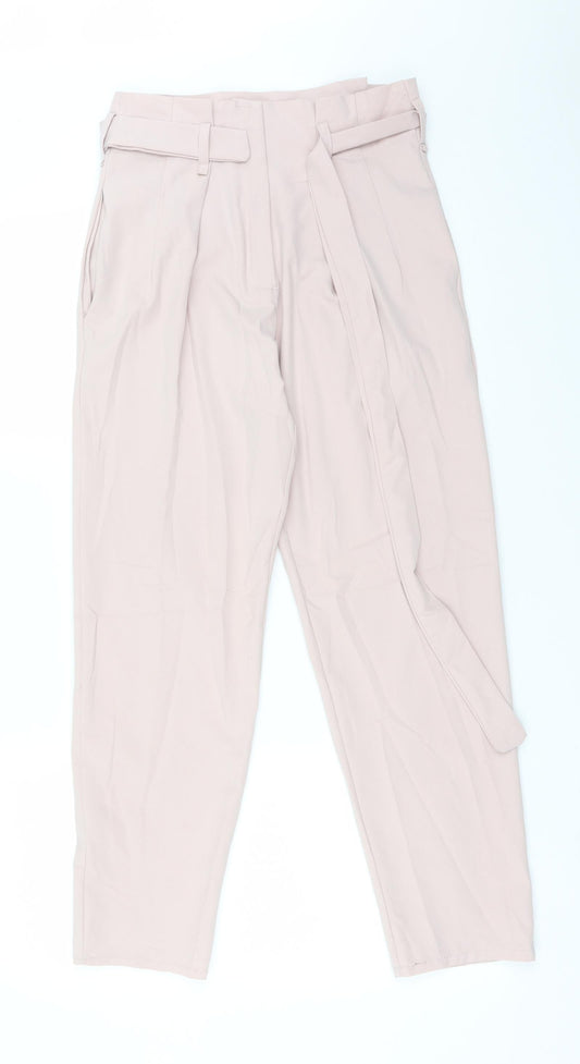 Boohoo Womens Pink  Polyester Carrot Trousers Size S L27 in Regular