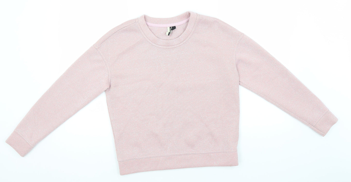 Topshop Womens Pink Round Neck  Polyester Pullover Jumper Size 6