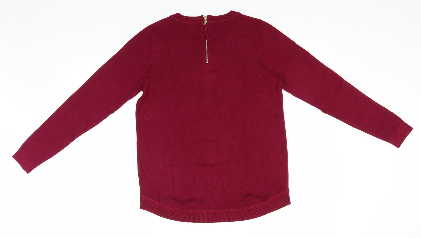 M&Co Womens Pink Round Neck  Viscose Pullover Jumper Size 12