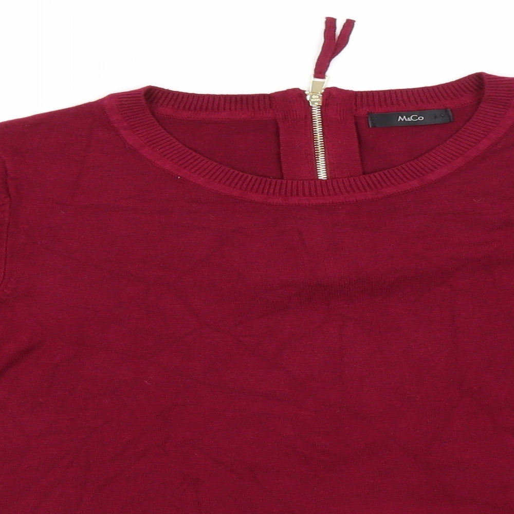 M&Co Womens Pink Round Neck  Viscose Pullover Jumper Size 12