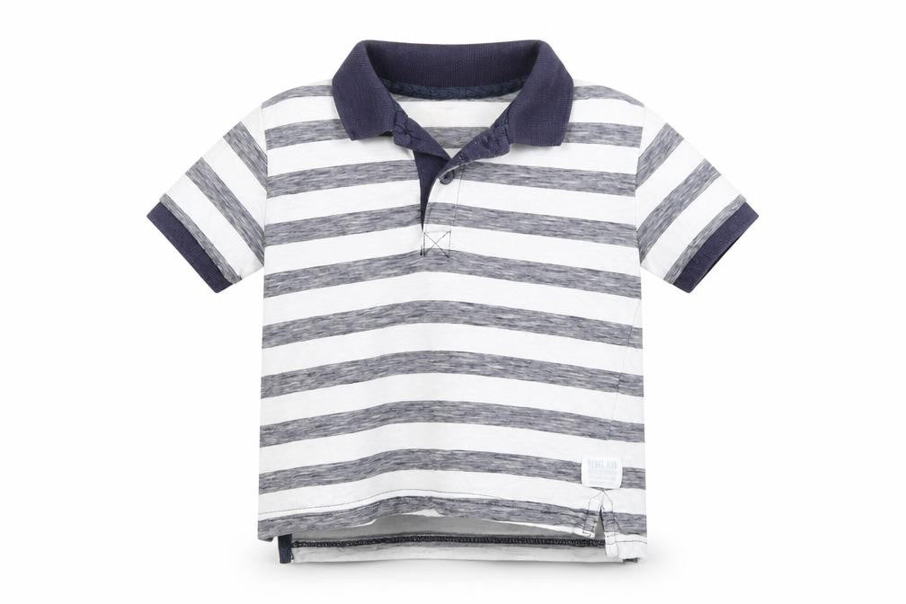 Rebel Boys White Striped Cotton Basic Polo Size 5-6 Years Collared