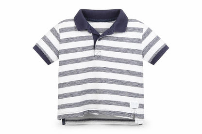 Rebel Boys White Striped Cotton Basic Polo Size 5-6 Years Collared