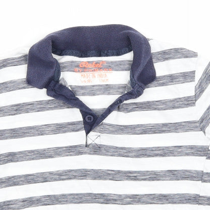 Rebel Boys White Striped Cotton Basic Polo Size 5-6 Years Collared