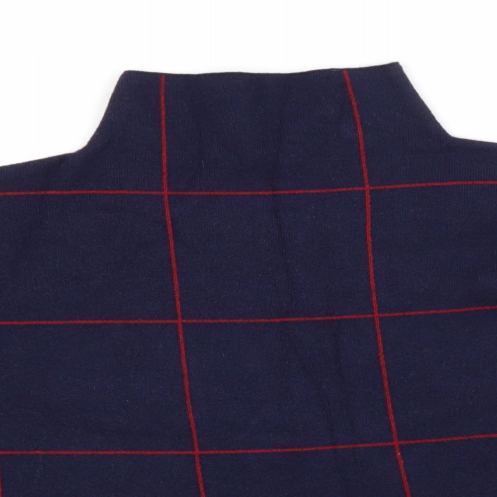 New Look Womens Blue High Neck Check Viscose Pullover Jumper Size L