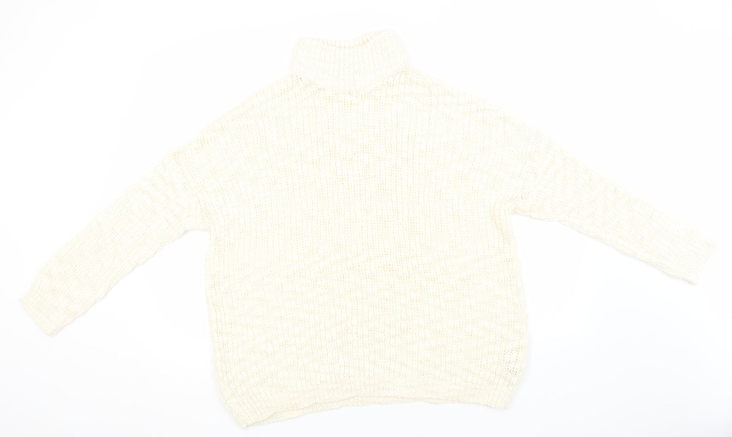 New Look Womens Ivory High Neck  Acrylic Pullover Jumper Size M