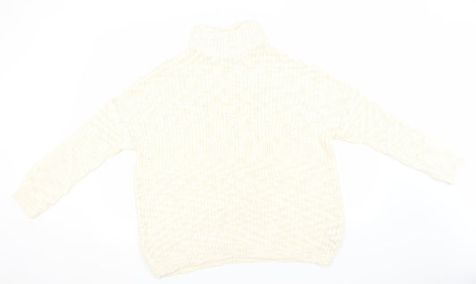 New Look Womens Ivory High Neck  Acrylic Pullover Jumper Size M