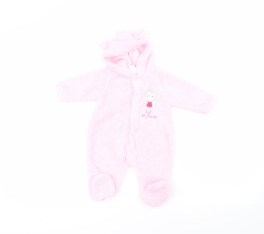 Little but Loud Baby Pink  Polyester Coverall One-Piece Size 0-3 Months