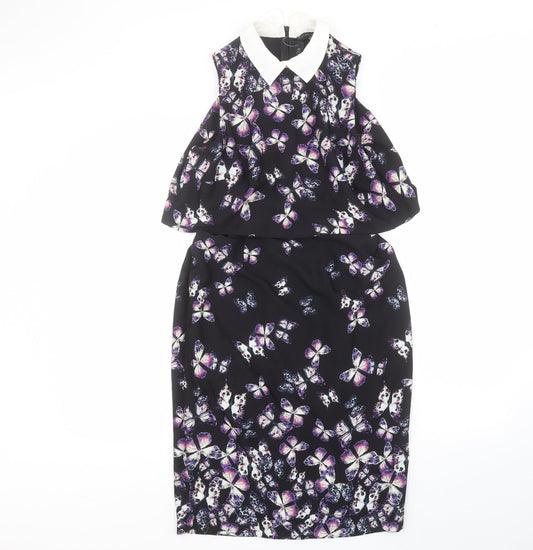 La Rochelle Womens Black  Polyester Pencil Dress  Size 8  Collared