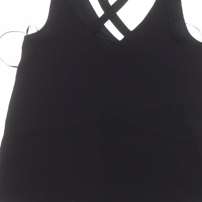 Select Womens Black  Polyester Basic Blouse Size 12 V-Neck