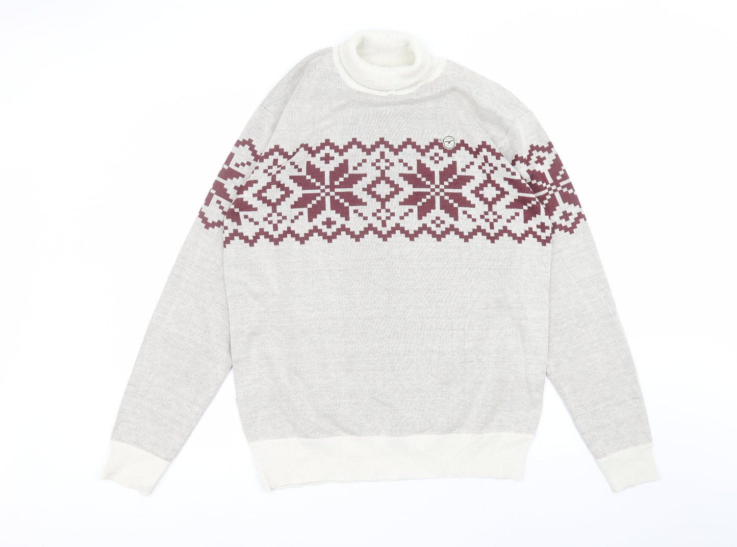 Le brave Womens White Roll Neck  Polyester Pullover Jumper Size L
