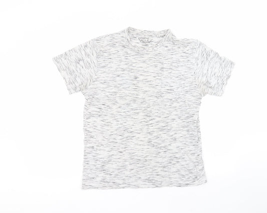 redtag Mens White  Cotton  T-Shirt Size S Round Neck