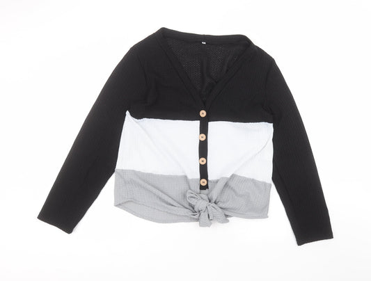 Preworn Womens Black Round Neck  Polyester Pullover Jumper Size XL