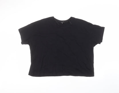 Preloved Peacocks Womens Black  Cotton Basic T-Shirt Size 22 Round Neck - Front