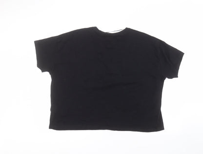 Preloved Peacocks Womens Black  Cotton Basic T-Shirt Size 22 Round Neck - Back