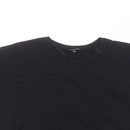 Preloved Peacocks Womens Black  Cotton Basic T-Shirt Size 22 Round Neck - Detail
