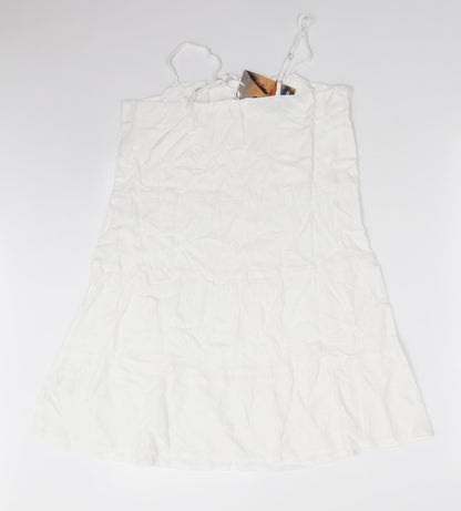 Esmee Womens White  Viscose A-Line  Size 8  Round Neck