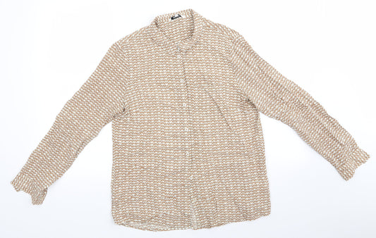 Sandwich Womens Beige Geometric Viscose Basic Button-Up Size 8 Collared