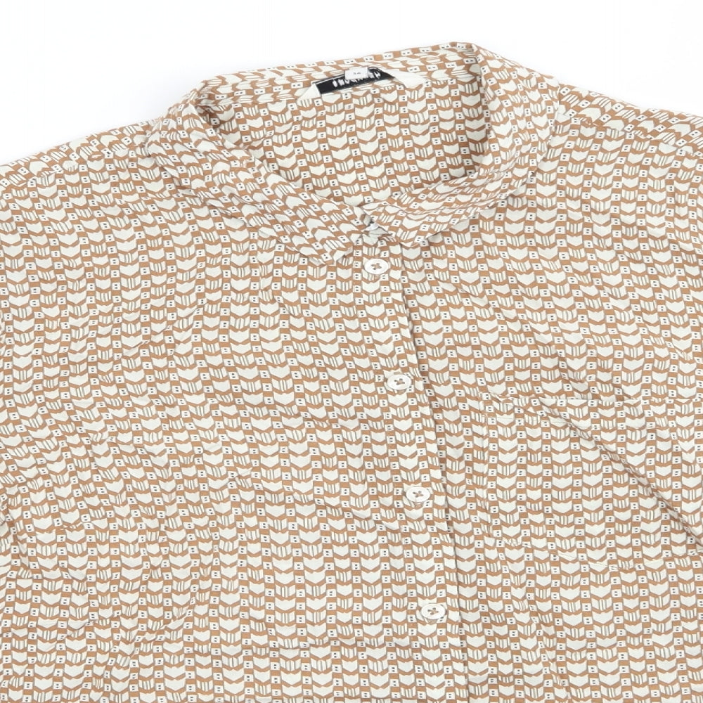 Sandwich Womens Beige Geometric Viscose Basic Button-Up Size 8 Collared