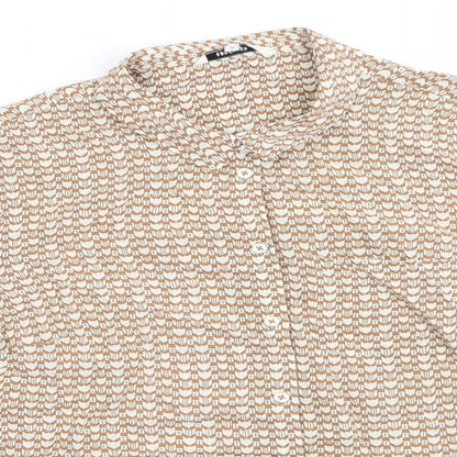 Sandwich Womens Beige Geometric Viscose Basic Button-Up Size 8 Collared