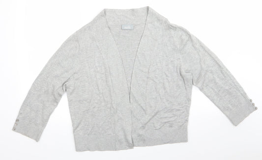 Wallis Womens Grey V-Neck  Viscose Cardigan Jumper Size L   - Light Grey