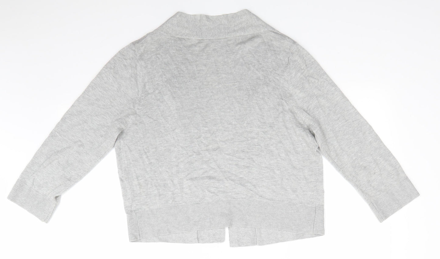 Wallis Womens Grey V-Neck  Viscose Cardigan Jumper Size L   - Light Grey