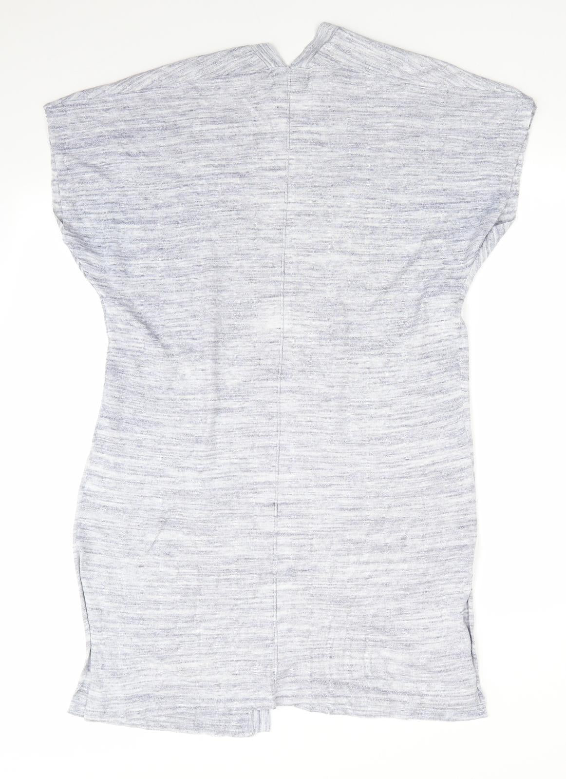NEXT Womens Blue V-Neck  Cotton Cardigan Jumper Size 6   - Vented Side Hems Longline Cardigan