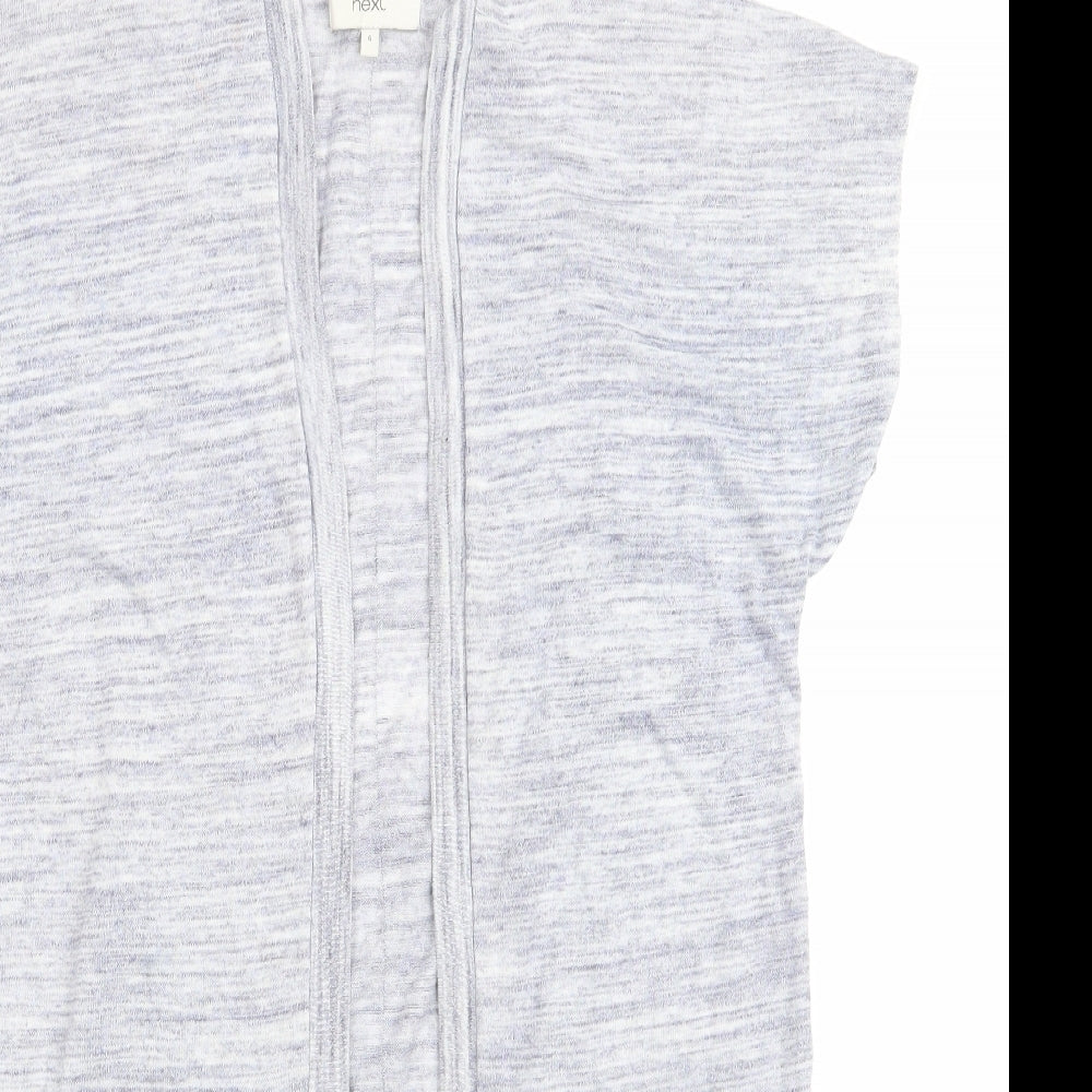 NEXT Womens Blue V-Neck  Cotton Cardigan Jumper Size 6   - Vented Side Hems Longline Cardigan