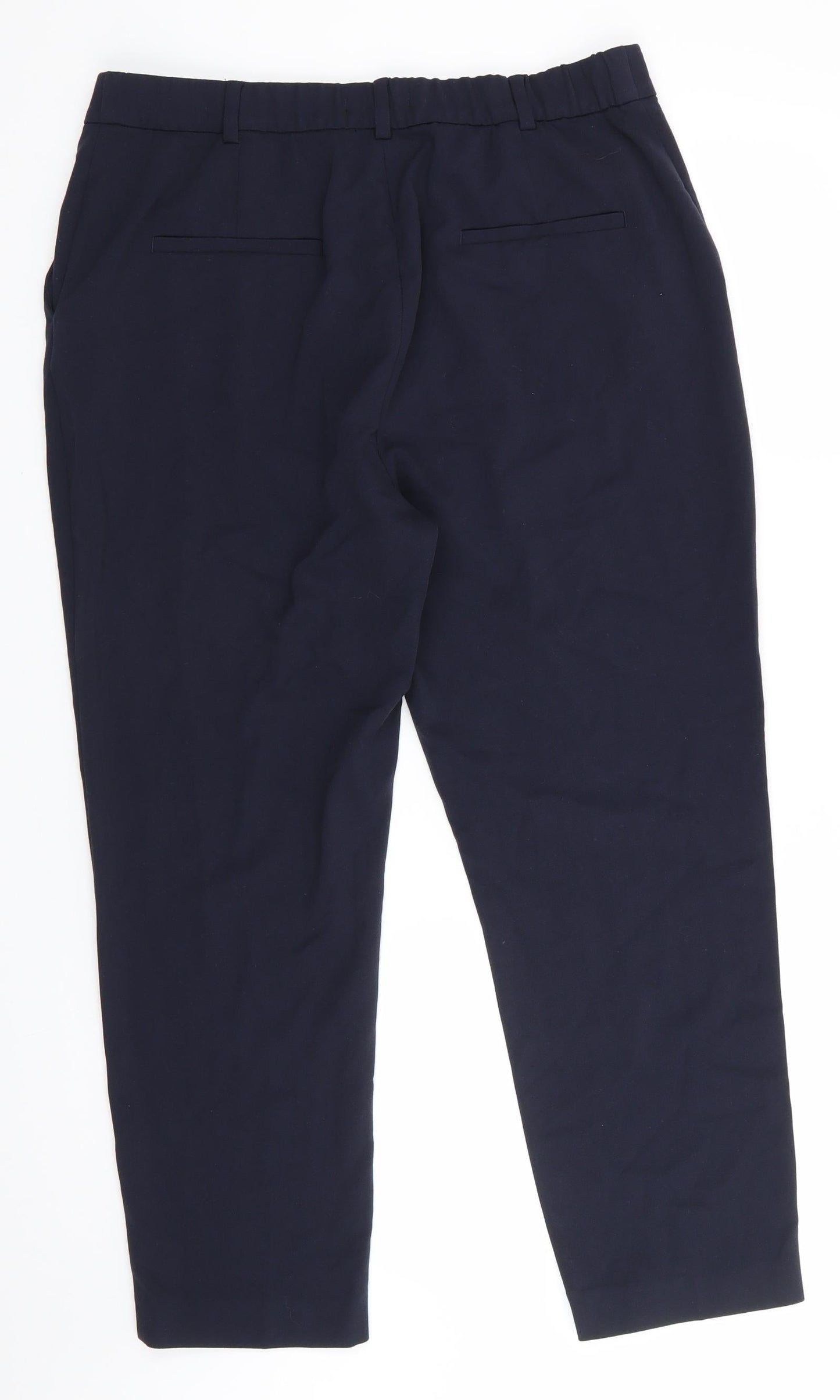 Marks and Spencer Womens Blue  Polyester Trousers  Size 16 L25 in Regular  - Side Elastication
