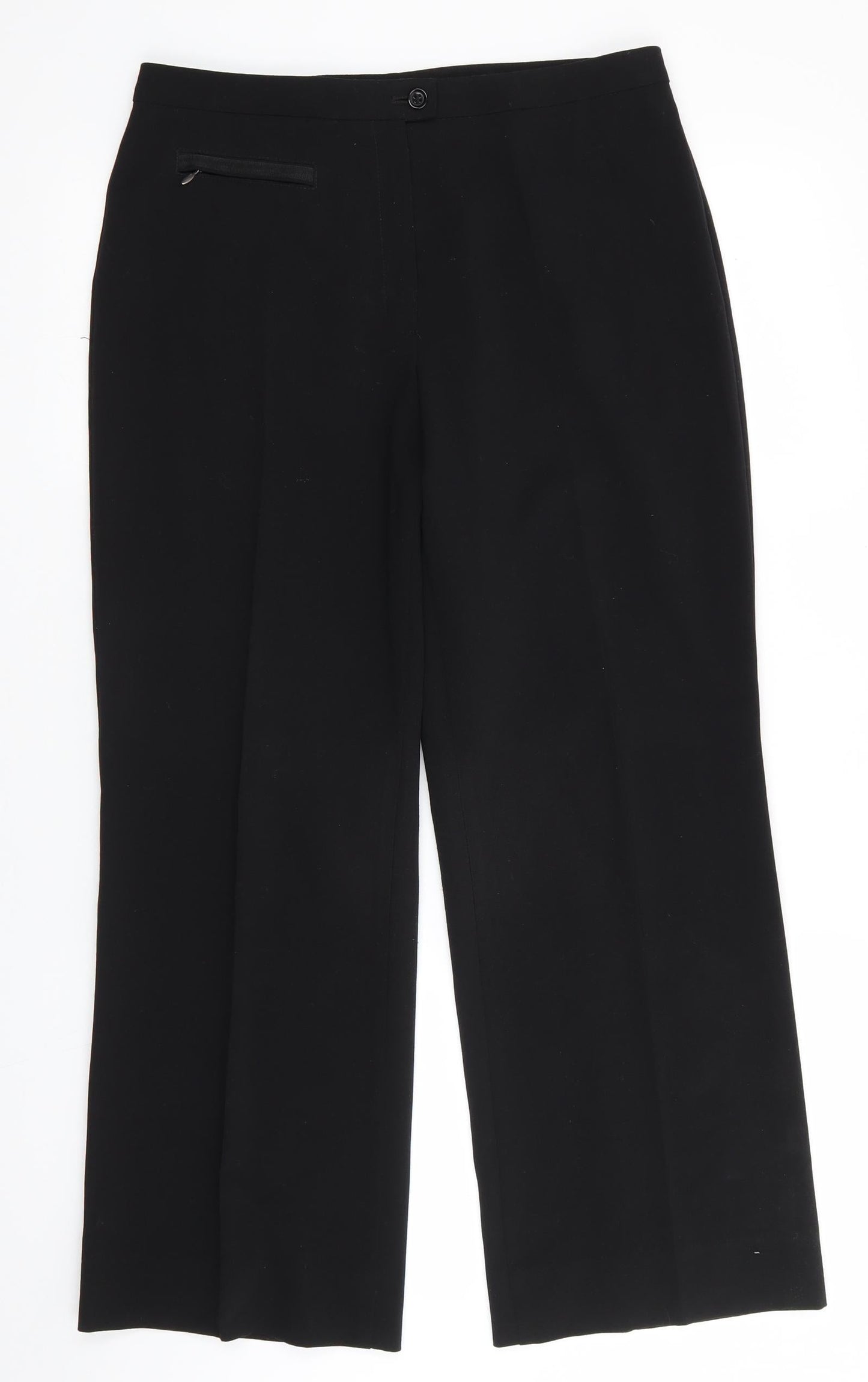 Marks and Spencer Womens Black  Polyester Trousers  Size 12 L27 in Regular