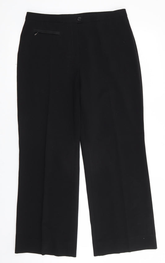 Marks and Spencer Womens Black  Polyester Trousers  Size 12 L27 in Regular