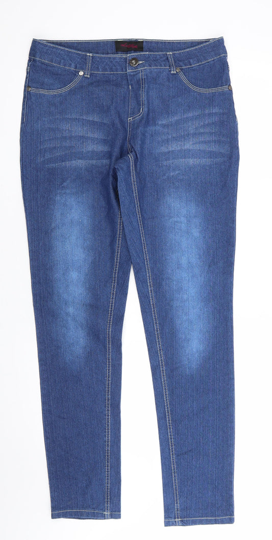 Secret Ruby Womens Blue  Cotton Straight Jeans Size 10 L32 in Regular  - Mid Blue