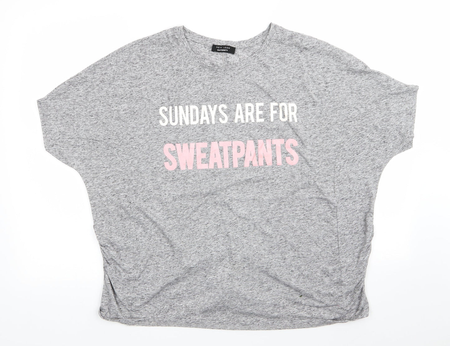 New Look Maternity Womens Grey  Polyester Basic T-Shirt Size M Round Neck - Grey mix Sundays are for Sweatpants