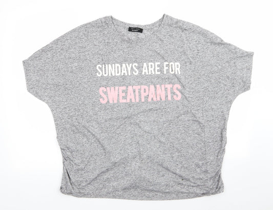 New Look Maternity Womens Grey  Polyester Basic T-Shirt Size M Round Neck - Grey mix Sundays are for Sweatpants