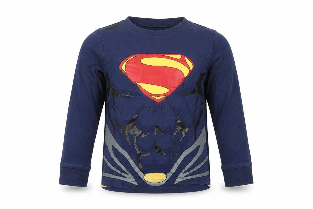 Tesco Boys Blue  Cotton Basic T-Shirt Size 2-3 Years Round Neck  - Superman