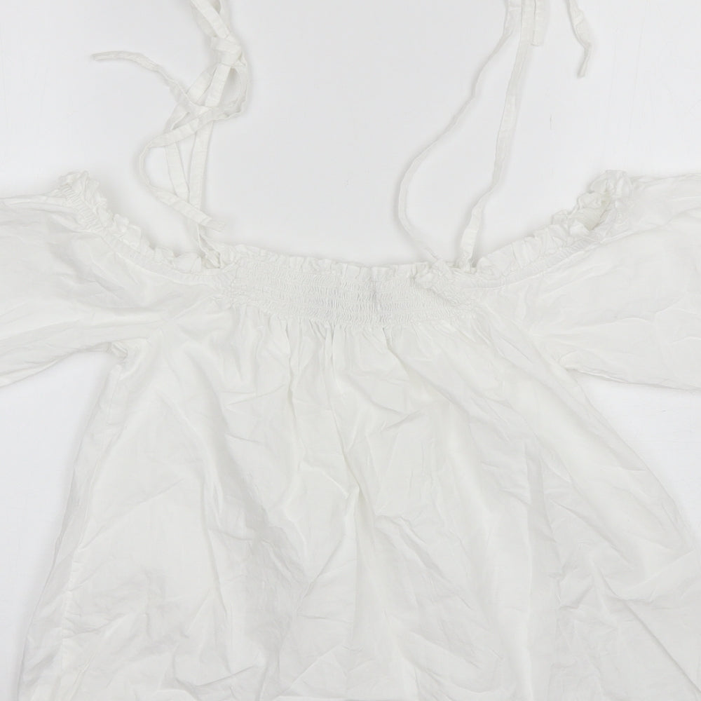 ASOS Womens White  Cotton Basic Blouse Size 8 Square Neck