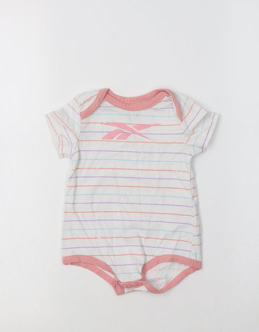 Reebok Baby White Striped Cotton Romper One-Piece Size 6-9 Months