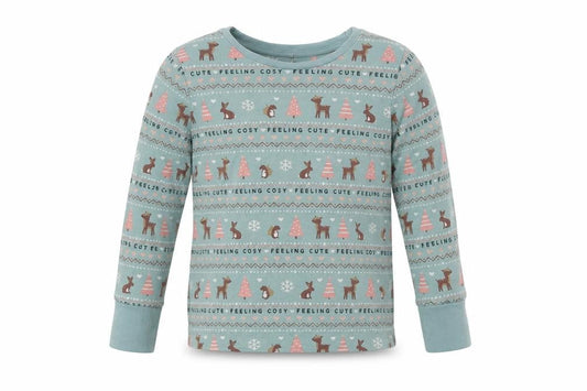 George Girls Green Fair Isle Cotton Top Pyjama Top Size 3-4 Years