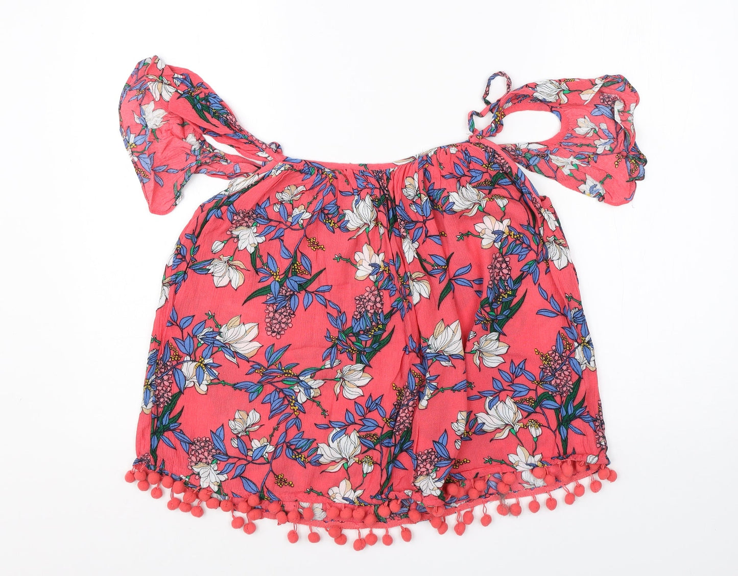 Dorothy Perkins Womens Pink Floral Viscose Basic Blouse Size 12 Square Neck