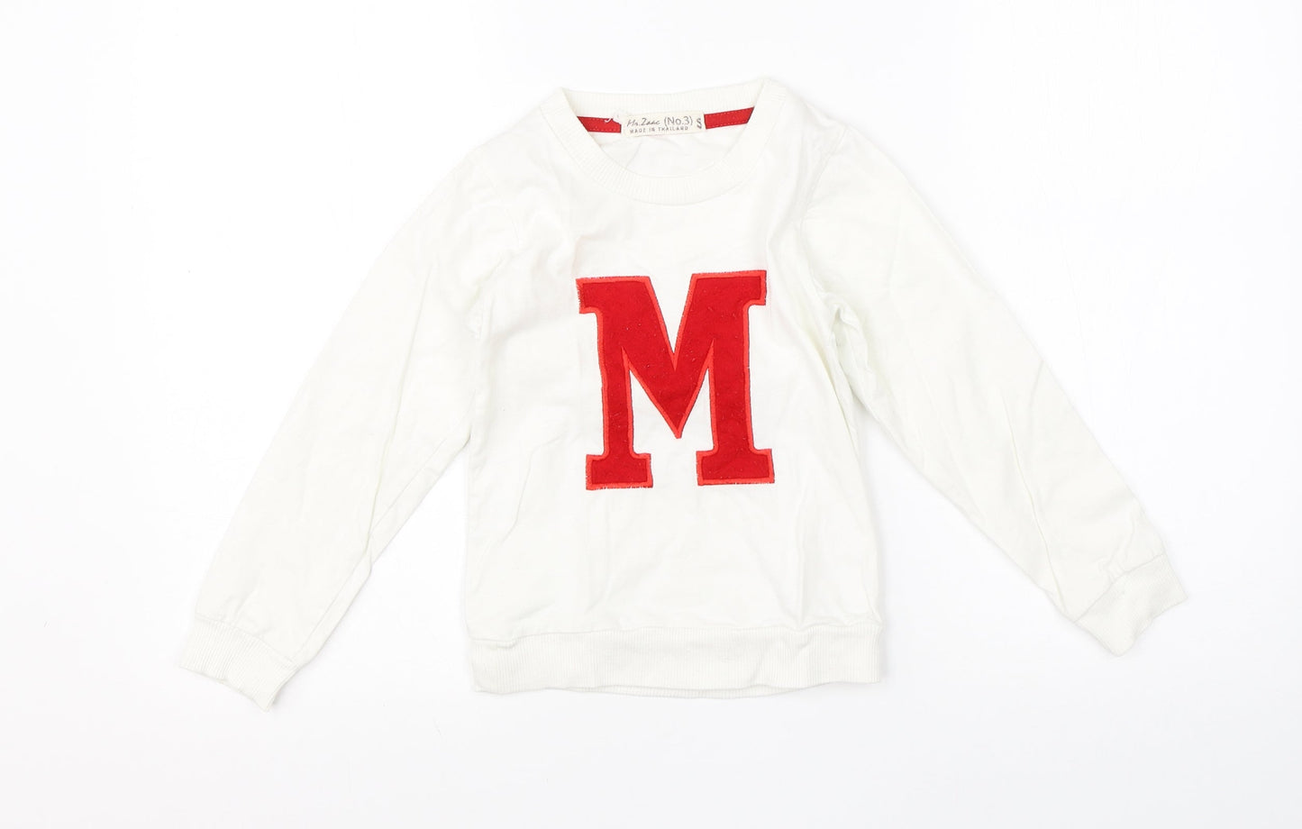 Preworn Boys White Round Neck  Cotton Pullover Jumper Size S
