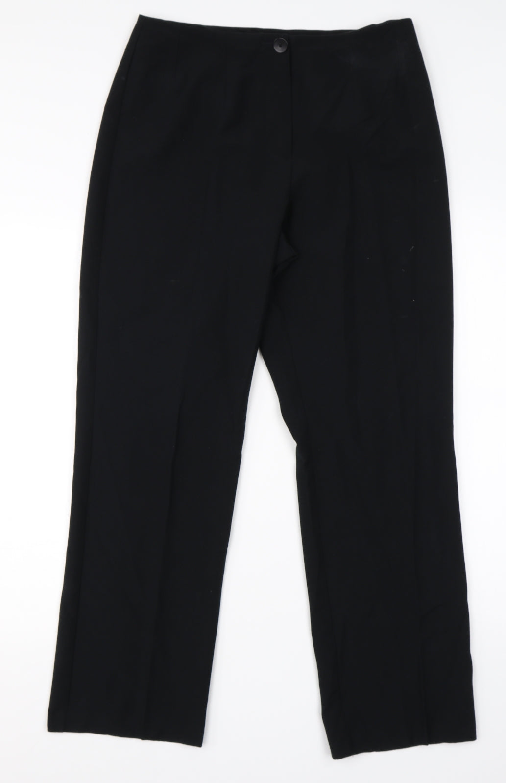 M&S Womens Black  Viscose Dress Pants Trousers Size 12 L26 in Regular