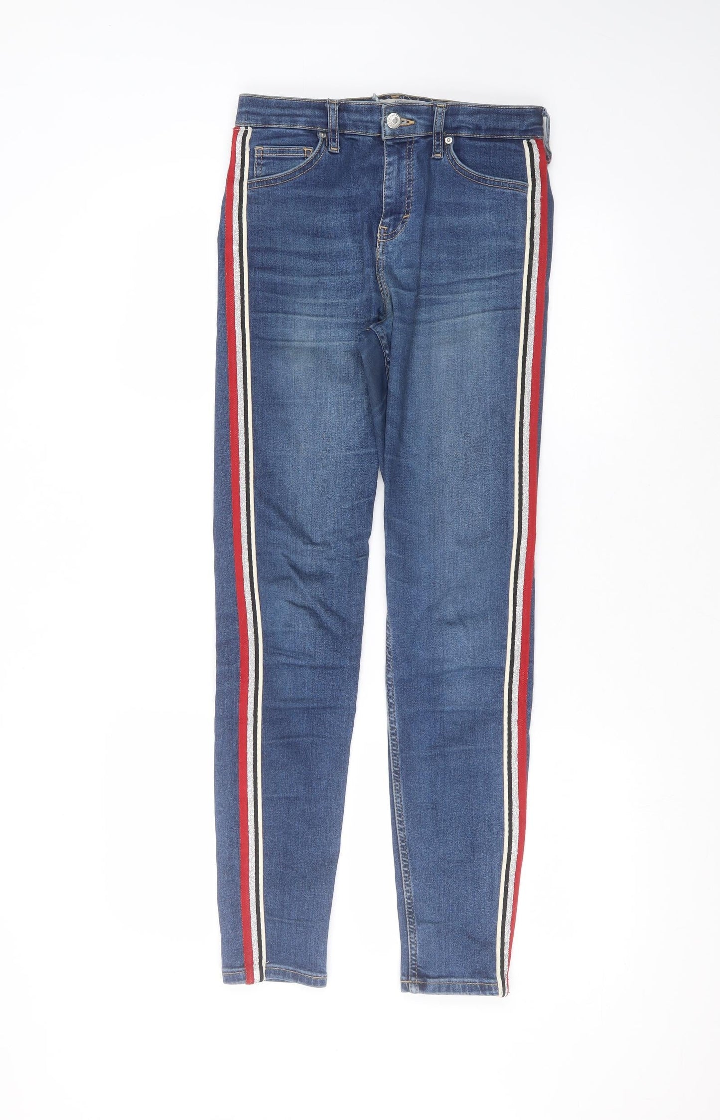 Topshop Mens Blue  Cotton Skinny Jeans Size 28 in L34 in Regular