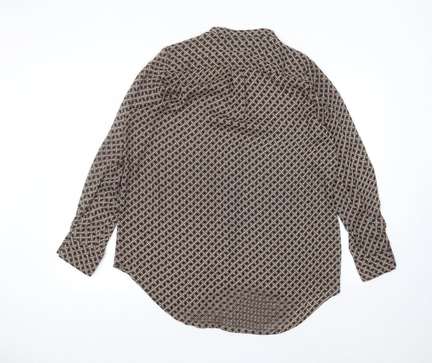 H&M Womens Black  Polyester Basic Button-Up Size 12 Round Neck
