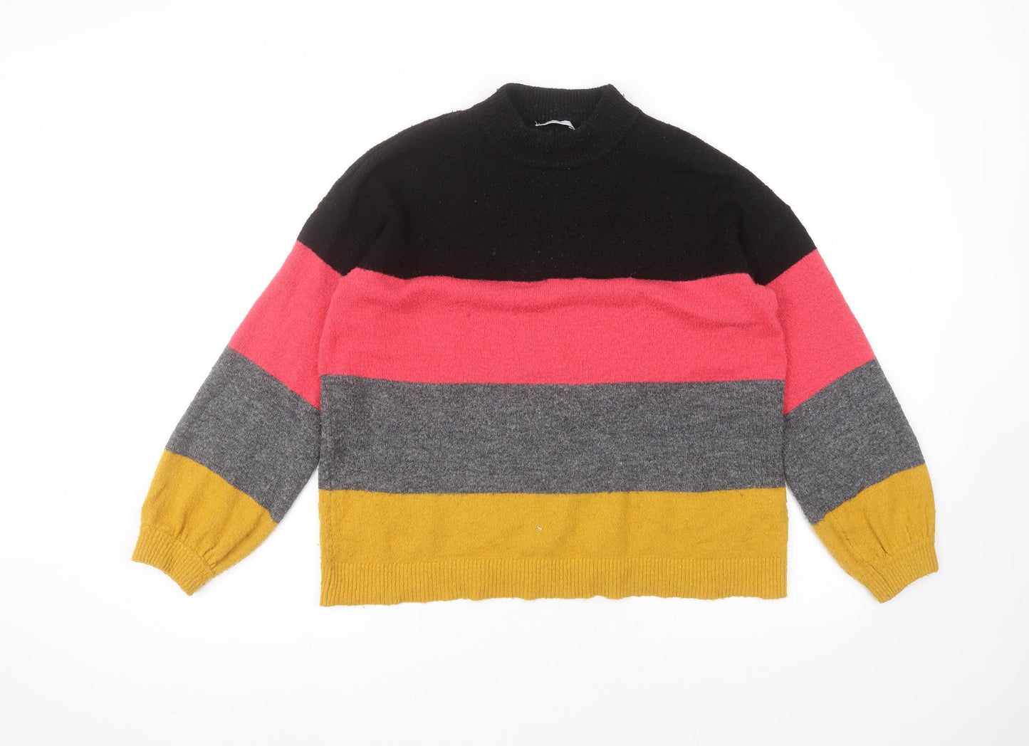 Matalan Womens Multicoloured Round Neck Striped Acrylic Pullover Jumper Size S