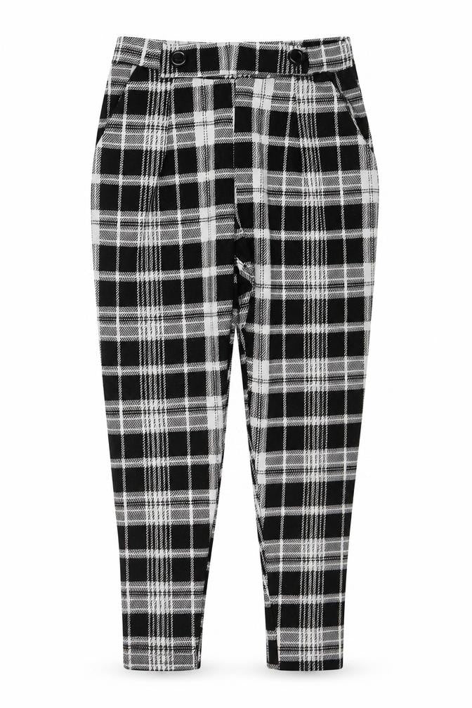 Quiz Womens Black Check Polyester Trousers  Size 8 L26 in Regular