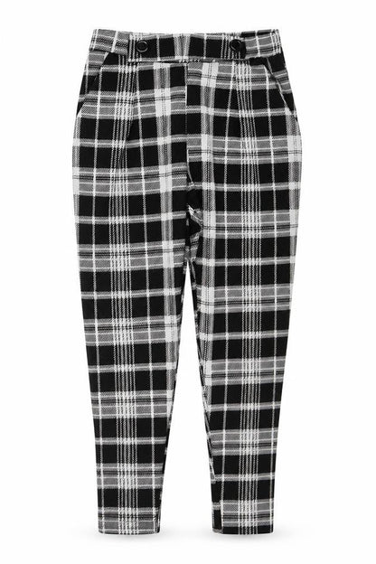 Quiz Womens Black Check Polyester Trousers  Size 8 L26 in Regular